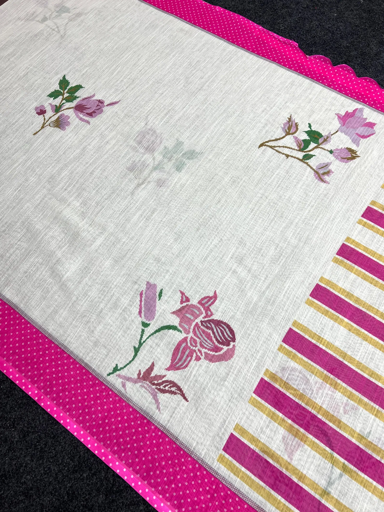 MG 557 Plain Linen Digital Printed Daily Wear Saree Wholesale Price In Surat